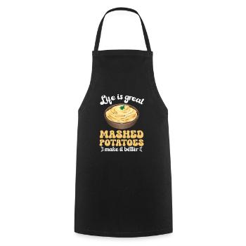 Mashed potatoes Mashed potatoes - Cooking Apron - black - Front - AI Model Male 185 dark (185cm)