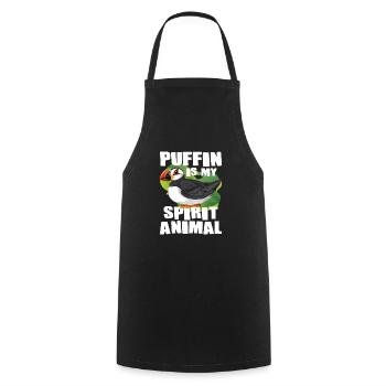 Puffin Bird Gift - Cooking Apron - black - Front - AI Model Male 185 dark (185cm)