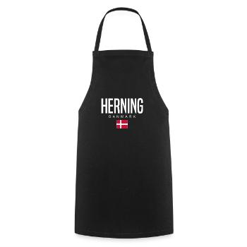 Herning, Denmark - Cooking Apron - black - Front - AI Model Male 185 dark (185cm)