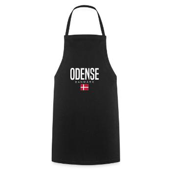 Odense, Denmark - Cooking Apron - black - Front - AI Model Male 185 dark (185cm)