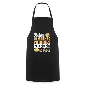 Mashed potatoes Mashed potatoes - Cooking Apron - black - Front - AI Model Male 185 dark (185cm)