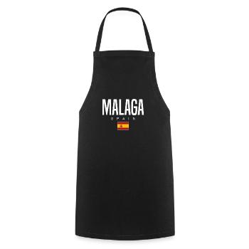 Malaga, Spain - Cooking Apron - black - Front - AI Model Male 185 dark (185cm)