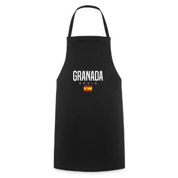 Granada Spain - Cooking Apron - black - Front - AI Model Male 185 dark (185cm)