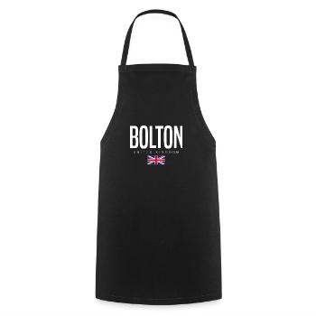 Bolton, United Kingdom - Cooking Apron - black - Front - AI Model Male 185 dark (185cm)