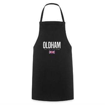 Oldham, England, United Kingdom - Cooking Apron - black - Front - AI Model Male 185 dark (185cm)