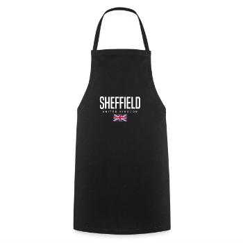 Sheffield, England, United Kingdom - Cooking Apron - black - Front - AI Model Male 185 dark (185cm)