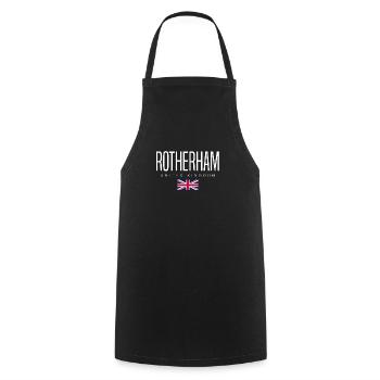 Rotherham, England, United Kingdom - Cooking Apron - black - Front - AI Model Male 185 dark (185cm)