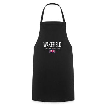 Wakefield, Angleterre, Royaume-Uni - Tablier de cuisine - noir - Devant - AI Model Male 185 dark (185cm)