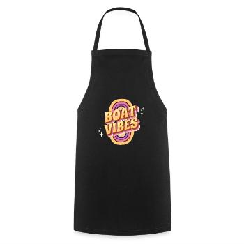 Vintage Groovy Narrowboat Canal Barge Boat Life - Cooking Apron - black - Front - AI Model Male 185 dark (185cm)