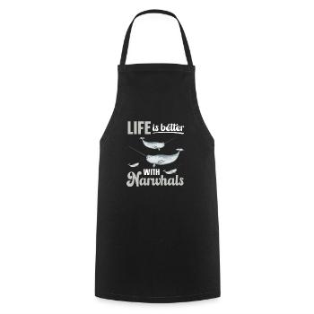 Narwhal Unicorn Whale - Cooking Apron - black - Front - AI Model Male 185 dark (185cm)