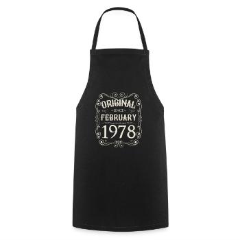 Vintage - Original depuis l'anniversaire de février 1978 - Tablier de cuisine - noir - Devant - AI Model Male 185 dark (185cm)