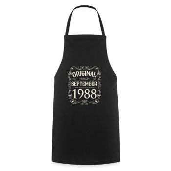 Vintage - Original since September 1988 Birthday - Cooking Apron - black - Front - AI Model Male 185 dark (185cm)