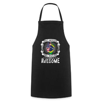 Brésil États-Unis Drapeau - Moitié Américain Moitié Brésilien - Tablier de cuisine - noir - Devant - AI Model Male 185 dark (185cm)