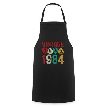 Vintage 1984 Guitar Pick joueur de guitare - Tablier de cuisine - noir - Devant - AI Model Male 185 dark (185cm)