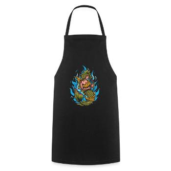 Mermaid playing harp - Cooking Apron - black - Front - AI Model Male 185 dark (185cm)