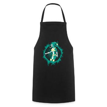 Alien with Halftone Background - Cooking Apron - black - Front - AI Model Male 185 dark (185cm)