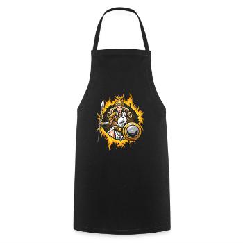 Athéna avec demi-teinte fond de feu doré - Tablier de cuisine - noir - Devant - AI Model Male 185 dark (185cm)