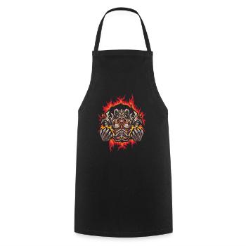 Abyss with Halftone Fire Background - Cooking Apron - black - Front - AI Model Male 185 dark (185cm)
