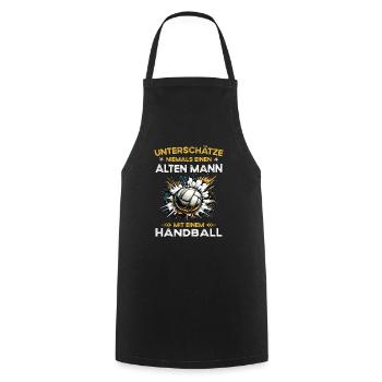 Never underestimate old man with a handball - Cooking Apron - black - Front - AI Model Male 185 dark (185cm)