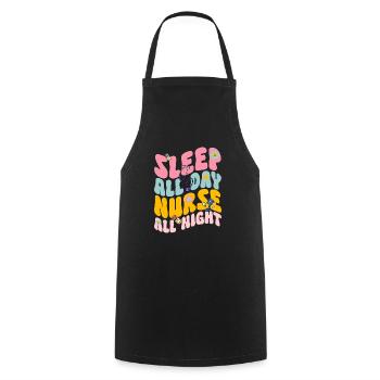 Night Shift Nurse - Cooking Apron - black - Front - AI Model Male 185 dark (185cm)