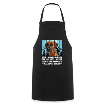 Rhodesian Ridgeback FÜR JEDEN BISSEN DEN DU ISST - Kochschürze - Schwarz - Vorne - AI Model Male 185 dark (185cm)