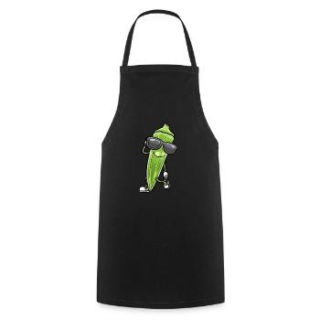 Dancing okra with sunglasses okra - Cooking Apron - black - Front - AI Model Male 185 dark (185cm)