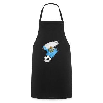 San Marino Fußball Fußball Flagge - Kochschürze - Schwarz - Vorne - AI Model Male 185 dark (185cm)