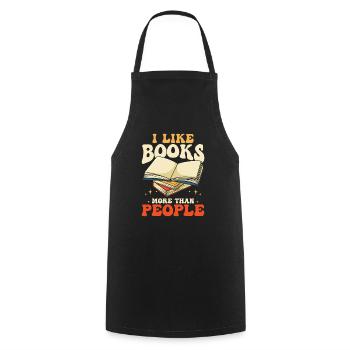 I Like Books More Than People - Cooking Apron - black - Front - AI Model Male 185 dark (185cm)