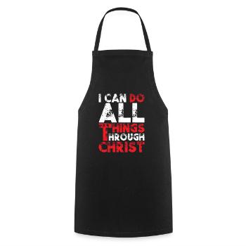 Je peux tout par Christ - Tablier de cuisine - noir - Devant - AI Model Male 185 dark (185cm)