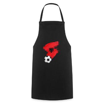 Drapeau de l’Albanie Football - Tablier de cuisine - noir - Devant - AI Model Male 185 dark (185cm)