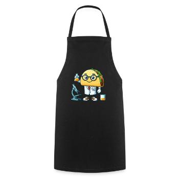 Drôle de scientifique tacos avec microscope - Tablier de cuisine - noir - Devant - AI Model Male 185 dark (185cm)
