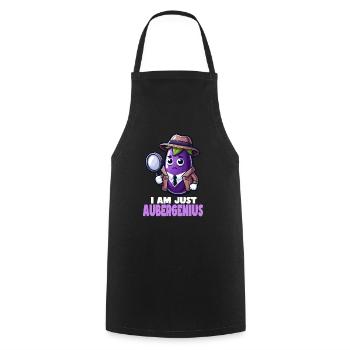 Dicton détective d’Aubergenius - Tablier de cuisine - noir - Devant - AI Model Male 185 dark (185cm)