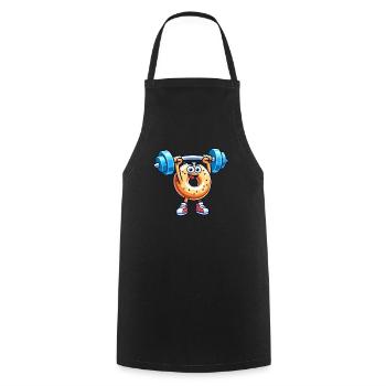 Fitness Gym Sport Bodybuilder Musculation Bagel - Tablier de cuisine - noir - Devant - AI Model Male 185 dark (185cm)