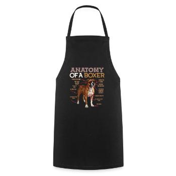 German Boxer Dog ANATOMY OF A BOXER - Cooking Apron - black - Front - AI Model Male 185 dark (185cm)