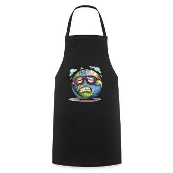 Warm up, save our climate now - Cooking Apron - black - Front - AI Model Male 185 dark (185cm)