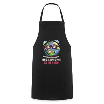 Heats Up Earths Down Lets Turn It Around - Cooking Apron - black - Front - AI Model Male 185 dark (185cm)