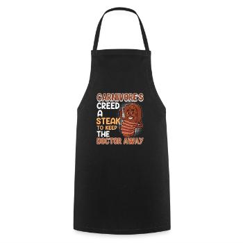Amateur de viande CARNIVORE’S CREED A STEAK - Tablier de cuisine - noir - Devant - AI Model Male 185 dark (185cm)