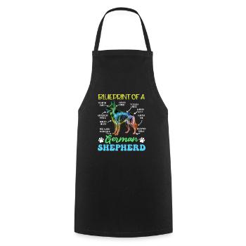 German Shepherd BLUEPRINT OF A GERMAN SHEPHERD Funny - Cooking Apron - black - Front - AI Model Male 185 dark (185cm)