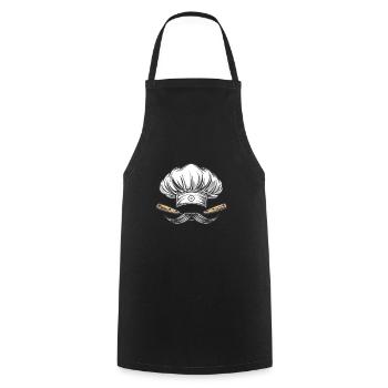 Chef's hat with knives and mustache - Cooking Apron - black - Front - AI Model Male 185 dark (185cm)