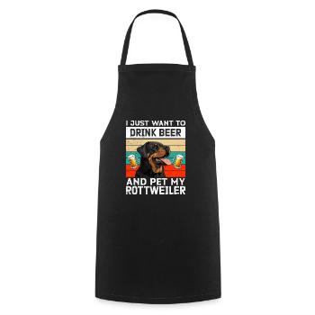 Rottie JUST WANT TO DRINK BEER Propriétaire de Rottweiler - Tablier de cuisine - noir - Devant - AI Model Male 185 dark (185cm)