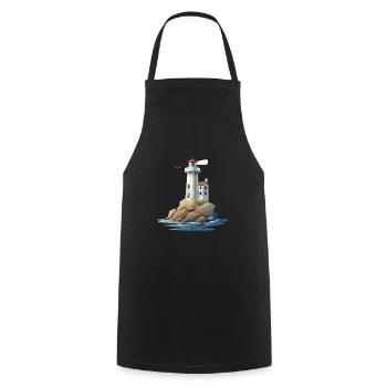 Phare sur la côte rocheuse - Tablier de cuisine - noir - Devant - AI Model Male 185 dark (185cm)