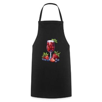 Fantaisie de cocktail de baies d’été - Tablier de cuisine - noir - Devant - AI Model Male 185 dark (185cm)