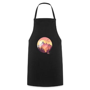 Sunset Mountains With Birds - Cooking Apron - black - Front - AI Model Male 185 dark (185cm)