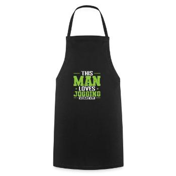 This Man loves Jogging with his Wife - Cooking Apron - black - Front - AI Model Male 185 dark (185cm)