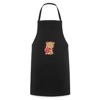 Bear with Heart, Animal, Forest - Cooking Apron - black - Front - AI Model Male 185 dark (185cm)