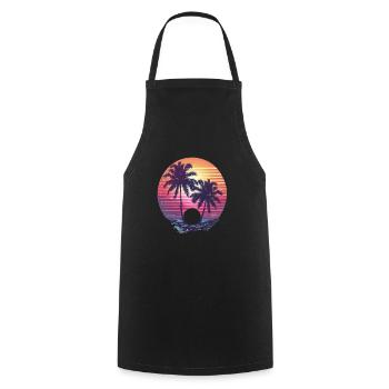Sunny Palm Trees Sunset - Cooking Apron - black - Front - AI Model Male 185 dark (185cm)