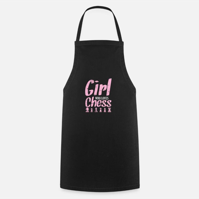 Fille Qui Aime Les Échecs, Échecs, Casse-Tête - Tablier de cuisine - noir