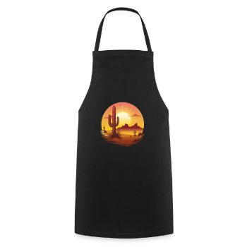Sunset Cactus Desert Landscape - Cooking Apron - black - Front - AI Model Male 185 dark (185cm)