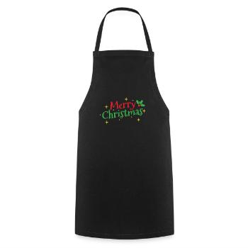 Merry Christmas Weihnachten - Cooking Apron - black - Front - AI Model Male 185 dark (185cm)