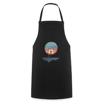 Urban Sunset Basketball Motif - Cooking Apron - black - Front - AI Model Male 185 dark (185cm)